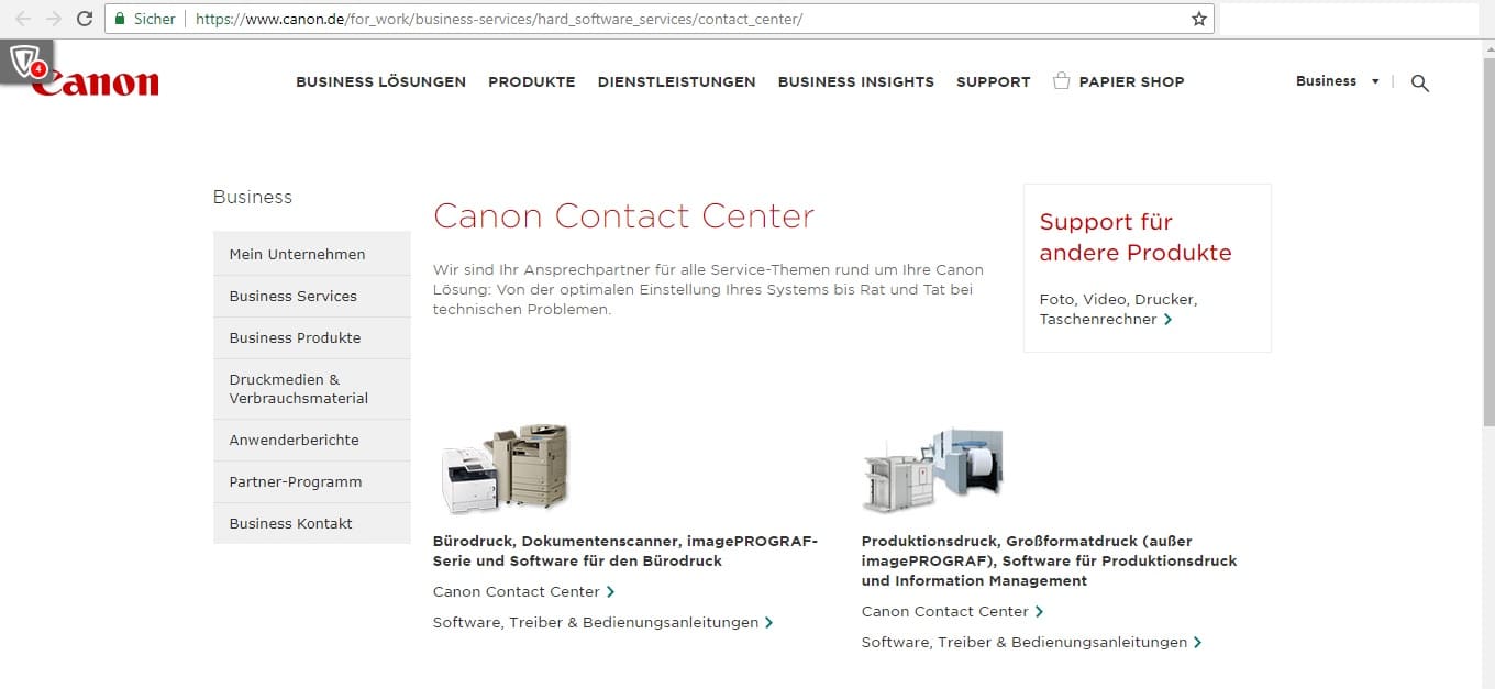 Canon support telefonnummer