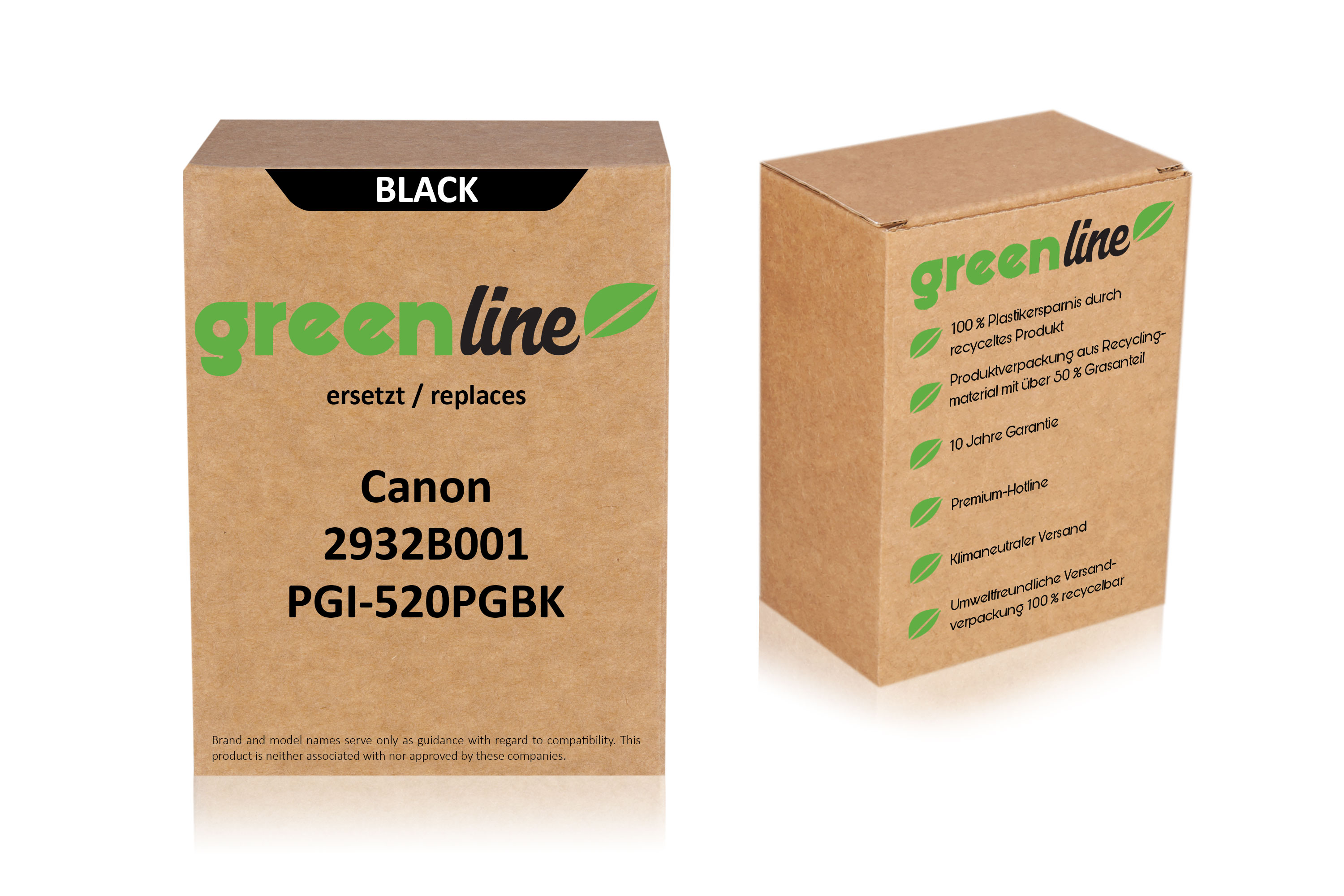 greenline ersetzt Canon 2932 B 001 / PGI-520 PGBK Tintenpatrone, schwarz