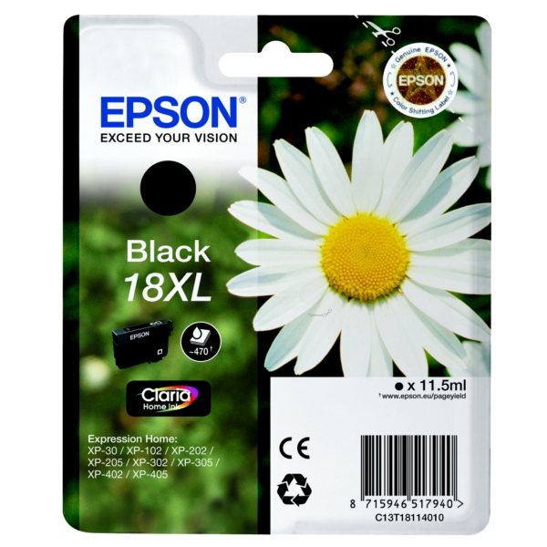 Original Epson C13T 18114012 / 18XL Tintenpatrone schwarz