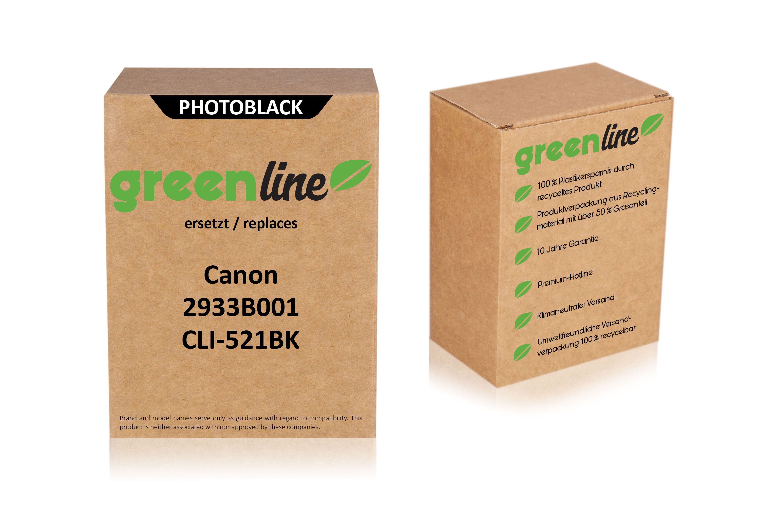 greenline ersetzt Canon 2933 B 001 / CLI-521 BK Tintenpatrone, foto schwarz