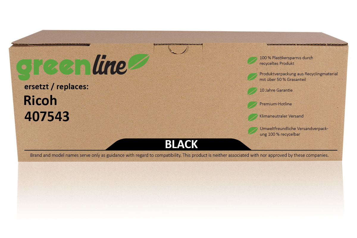 greenline ersetzt Ricoh 407543 Tonerkartusche, schwarz