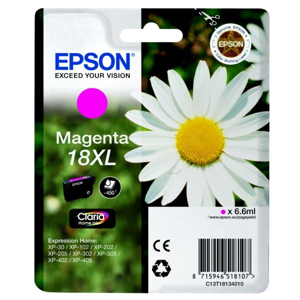 Original Epson C13T 18134012 / 18XL Tintenpatrone magenta