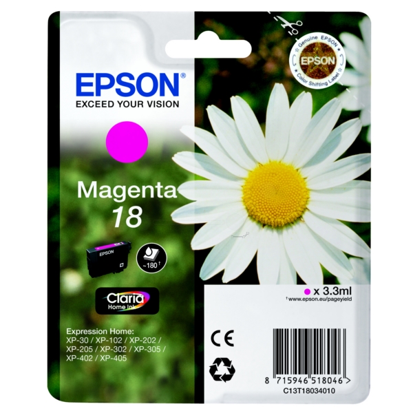 Original Epson C13T 18034012 / 18 Tintenpatrone magenta