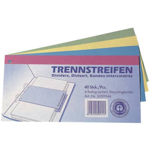 Q-CONNECT Trennstreifen, 240x105mm, 40 Stück, sortiert 