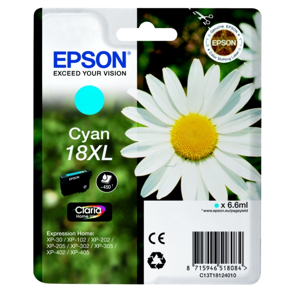 Original Epson C13T 18124012 / 18XL Tintenpatrone cyan