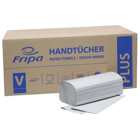 FRIPA Papierfalthandtuch PLUS, 20x250 Blatt, V-Falz, 1-lagig, naturell, 100 % Recycling